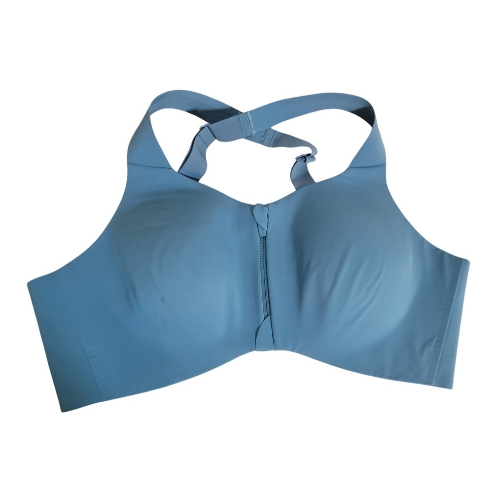 Knix Blue Sports Bra Sz 7 Front Zip Catalayst Cross Back Workout Gym High Impact